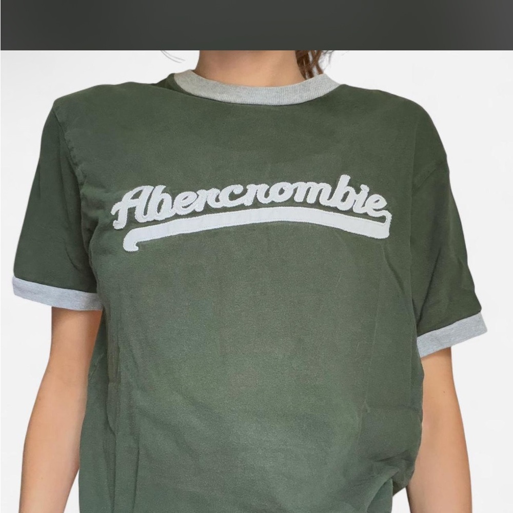 Abercrombie & Fitch Olive Green Tee with Light Gray Trim